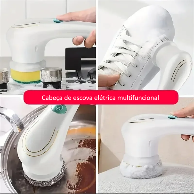 Escova Elétrica de Limpeza Multifuncional 5 em 1