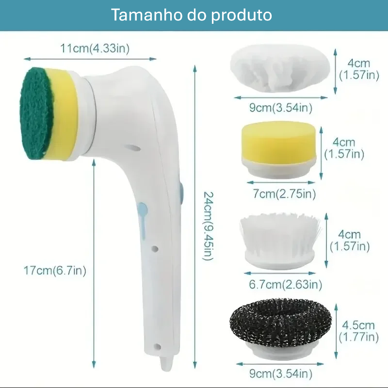 Escova Elétrica de Limpeza Multifuncional 5 em 1